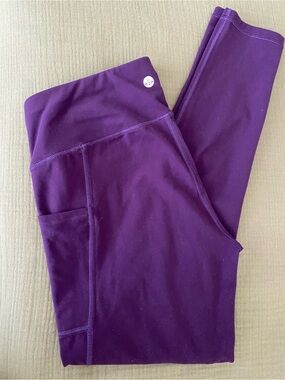 Heathyoga Women’s High-Waist Purple Leggings with Side Pocket